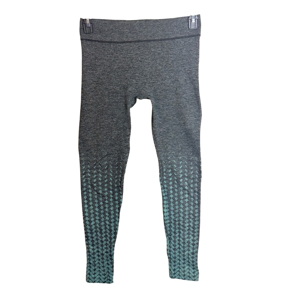 Unbranded Leggings Women S/M Gray Teal Geometric Athleisure Activewear GL30-01